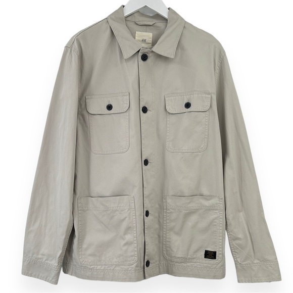 H&M Other - NWT H&M Light Gray Cotton Twill Cargo Workwear Shirt Jacket Chore Jacket